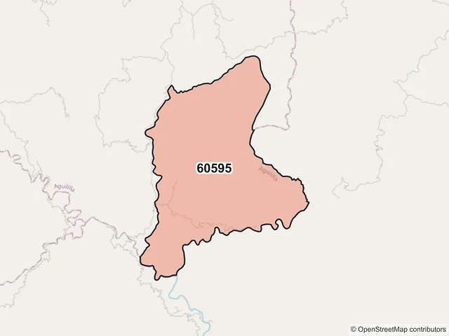 Mapa del código postal 60595, Aguililla, Michoacán de Ocampo