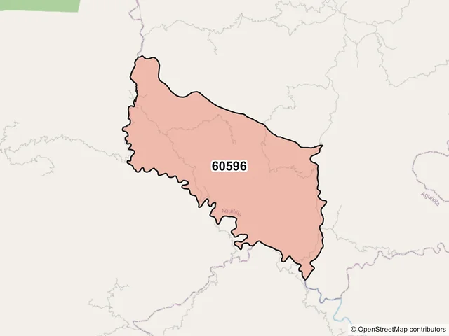 Mapa del código postal 60596, Aguililla, Michoacán de Ocampo