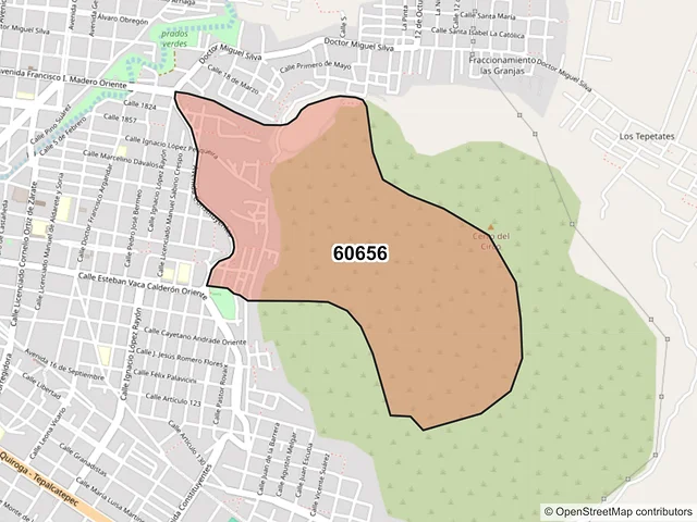 Mapa del código postal 60656, Apatzingán, Michoacán de Ocampo