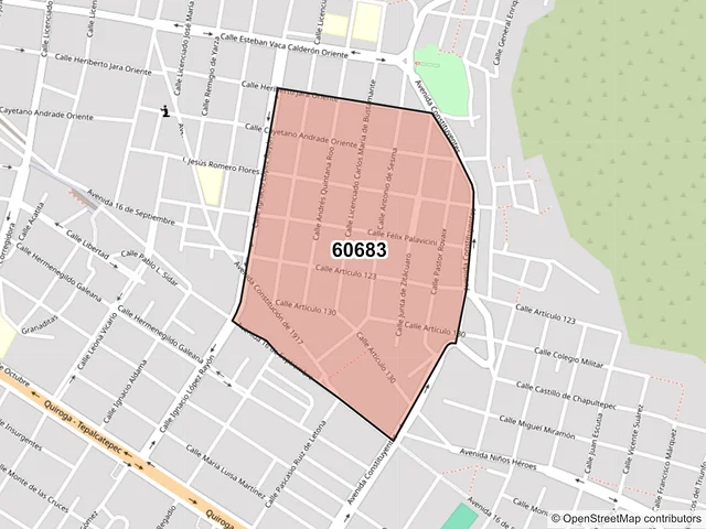 Mapa del código postal 60683, Apatzingán, Michoacán de Ocampo