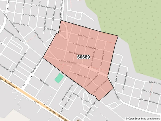 Mapa del código postal 60689, Apatzingán, Michoacán de Ocampo