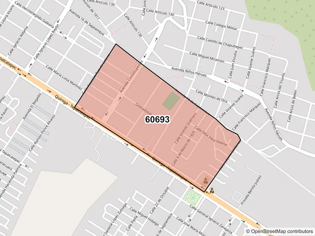 Mapa del código postal 60693, Apatzingán, Michoacán de Ocampo
