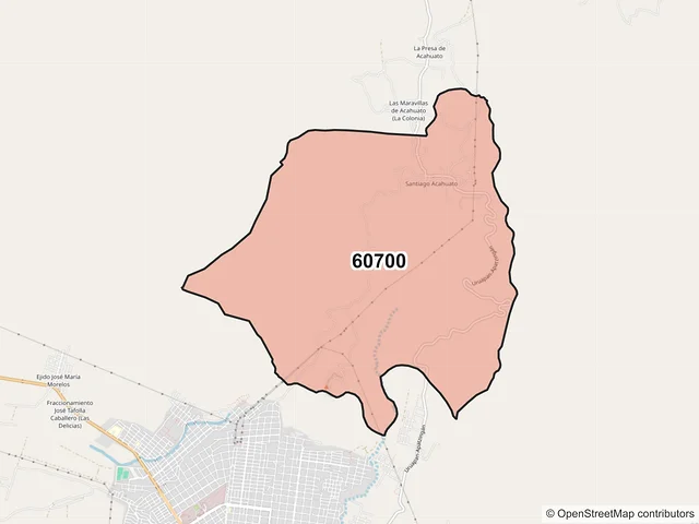 Mapa del código postal 60700, Apatzingán, Michoacán de Ocampo