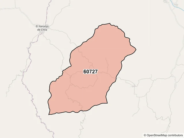 Mapa del código postal 60727, Apatzingán, Michoacán de Ocampo
