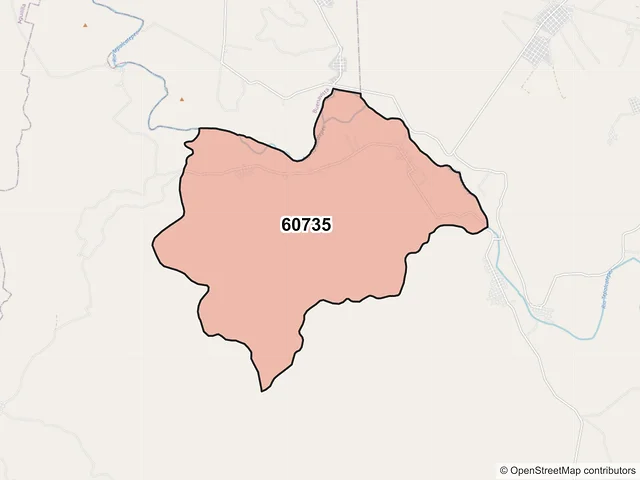 Mapa del código postal 60735, Apatzingán, Michoacán de Ocampo