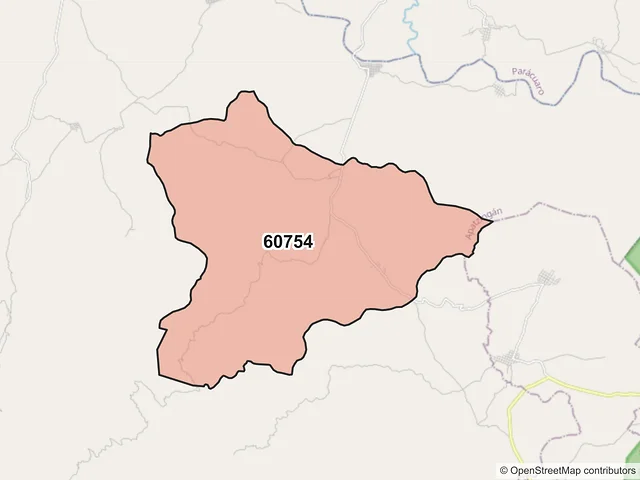 Mapa del código postal 60754, Apatzingán, Michoacán de Ocampo