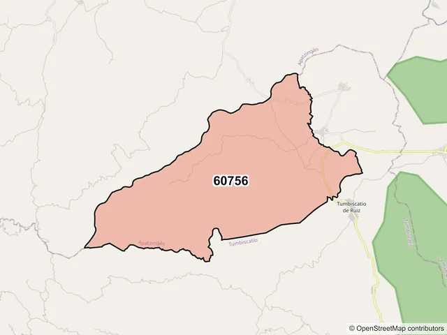 Mapa del código postal 60756, Apatzingán, Michoacán de Ocampo