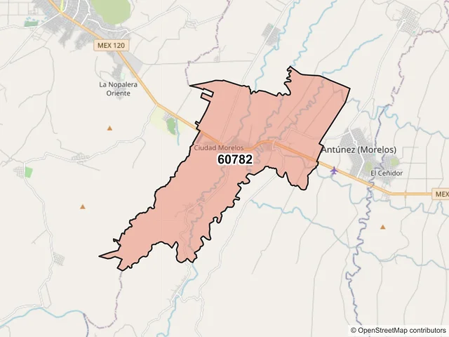 Mapa del código postal 60782, Parácuaro, Michoacán de Ocampo