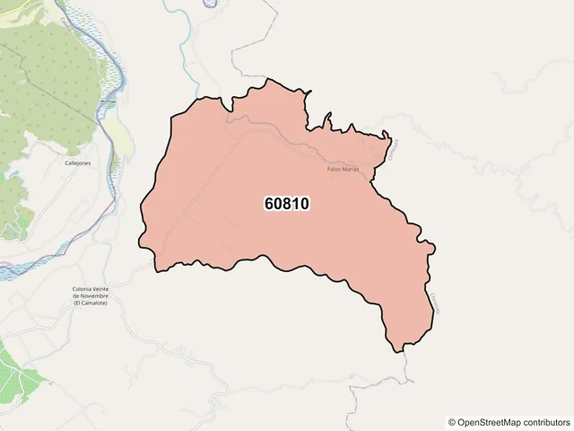 Mapa del código postal 60810, Coahuayana, Michoacán de Ocampo