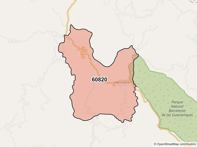 Mapa del código postal 60820, Chinicuila, Michoacán de Ocampo