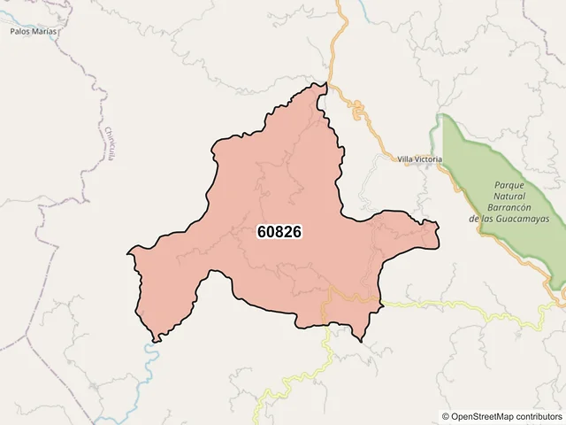 Mapa del código postal 60826, Chinicuila, Michoacán de Ocampo
