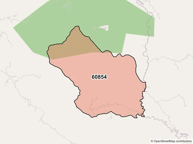 Mapa del código postal 60854, Coalcomán de Vázquez Pallares, Michoacán de Ocampo