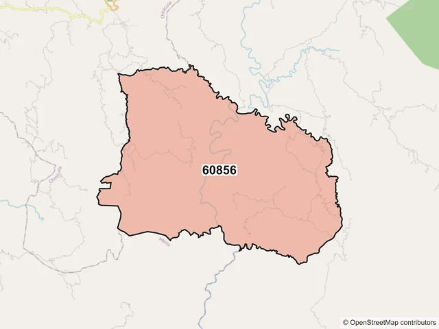 Mapa del código postal 60856, Coalcomán de Vázquez Pallares, Michoacán de Ocampo