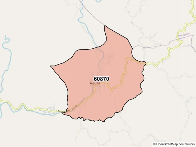 Mapa del código postal 60870, Aquila, Michoacán de Ocampo