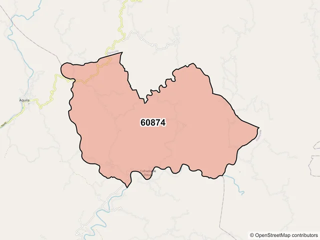 Mapa del código postal 60874, Aquila, Michoacán de Ocampo