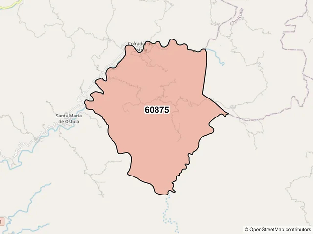Mapa del código postal 60875, Aquila, Michoacán de Ocampo