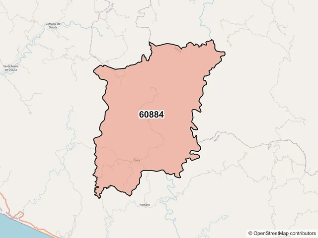 Mapa del código postal 60884, Aquila, Michoacán de Ocampo