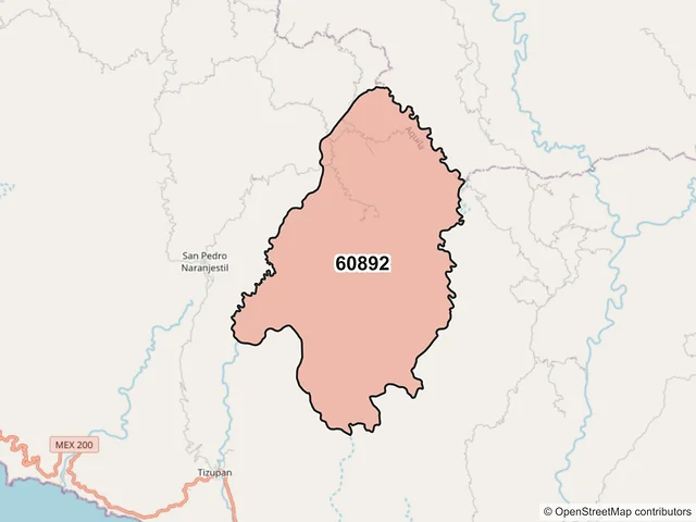 Mapa del código postal 60892, Aquila, Michoacán de Ocampo