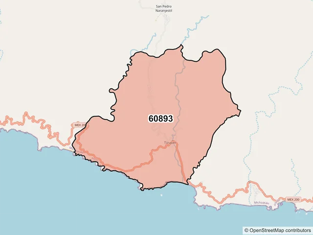 Mapa del código postal 60893, Aquila, Michoacán de Ocampo