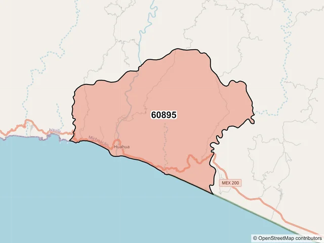 Mapa del código postal 60895, Aquila, Michoacán de Ocampo