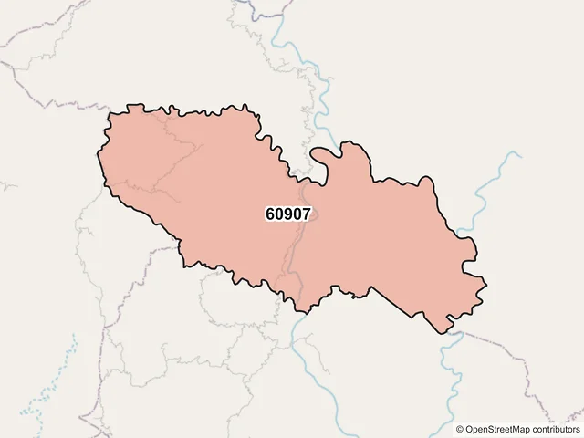 Mapa del código postal 60907, Tumbiscatío, Michoacán de Ocampo
