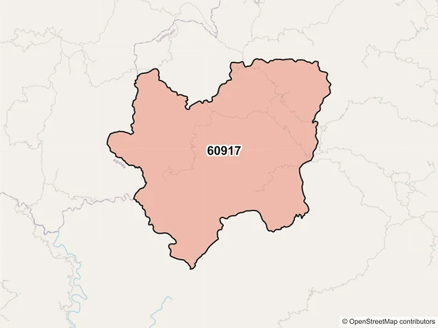Mapa del código postal 60917, Tumbiscatío, Michoacán de Ocampo