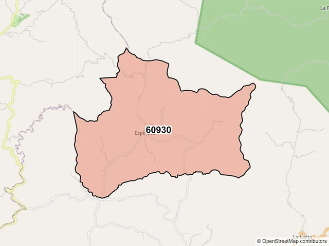 Mapa del código postal 60930, Arteaga, Michoacán de Ocampo