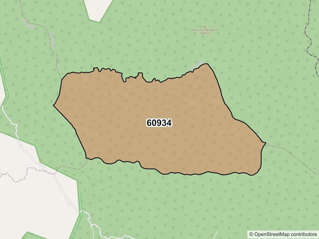 Mapa del código postal 60934, Arteaga, Michoacán de Ocampo