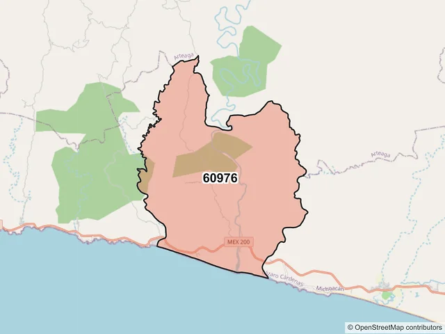 Mapa del código postal 60976, Lázaro Cárdenas, Michoacán de Ocampo