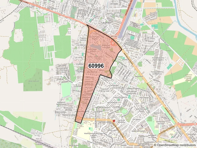 Mapa del código postal 60996, Lázaro Cárdenas, Michoacán de Ocampo