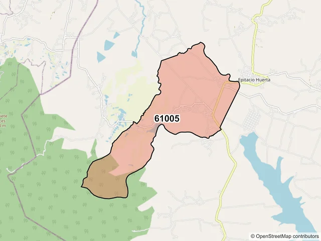Mapa del código postal 61005, Epitacio Huerta, Michoacán de Ocampo