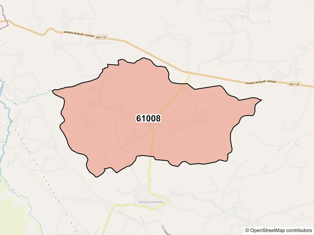Mapa del código postal 61008, Epitacio Huerta, Michoacán de Ocampo
