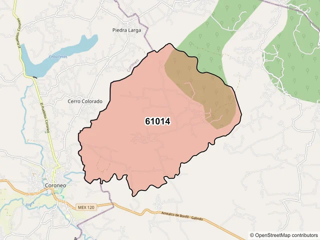Mapa del código postal 61014, Epitacio Huerta, Michoacán de Ocampo