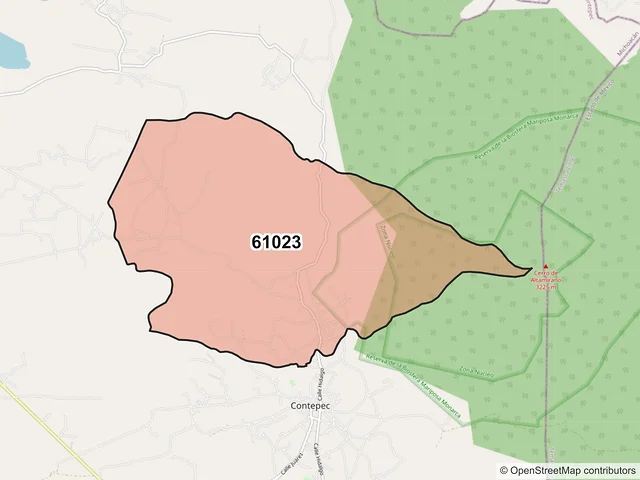 Mapa del código postal 61023, Contepec, Michoacán de Ocampo