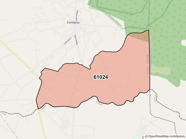 Mapa del código postal 61024, Contepec, Michoacán de Ocampo