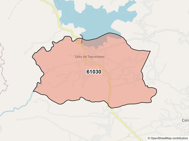 Mapa del código postal 61030, Contepec, Michoacán de Ocampo