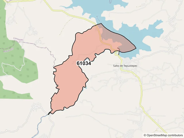 Mapa del código postal 61034, Contepec, Michoacán de Ocampo
