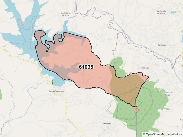 Mapa del código postal 61035, Contepec, Michoacán de Ocampo