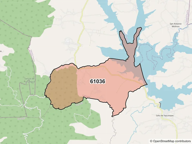 Mapa del código postal 61036, Contepec, Michoacán de Ocampo