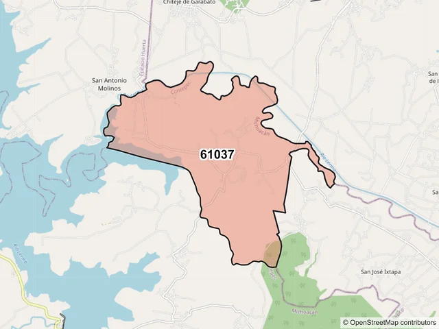 Mapa del código postal 61037, Contepec, Michoacán de Ocampo