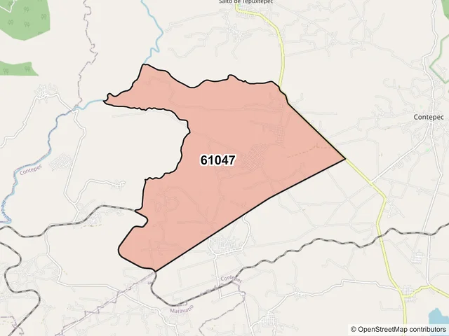 Mapa del código postal 61047, Contepec, Michoacán de Ocampo