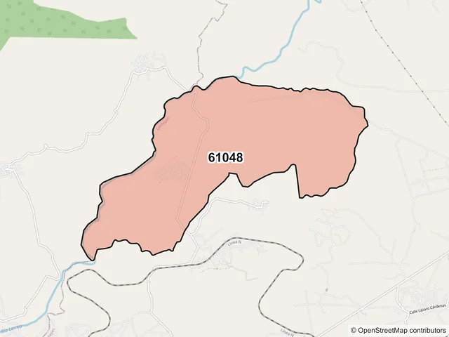 Mapa del código postal 61048, Contepec, Michoacán de Ocampo