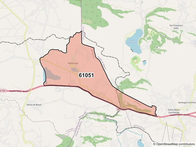 Mapa del código postal 61051, Contepec, Michoacán de Ocampo