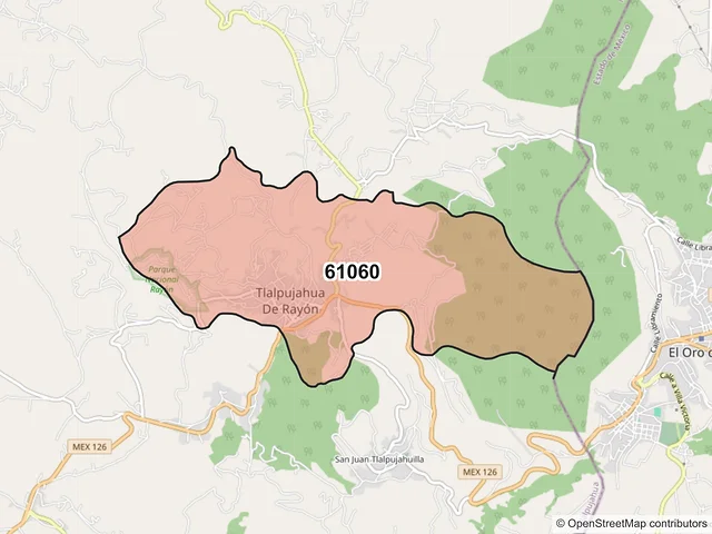 Mapa del código postal 61060, Tlalpujahua, Michoacán de Ocampo