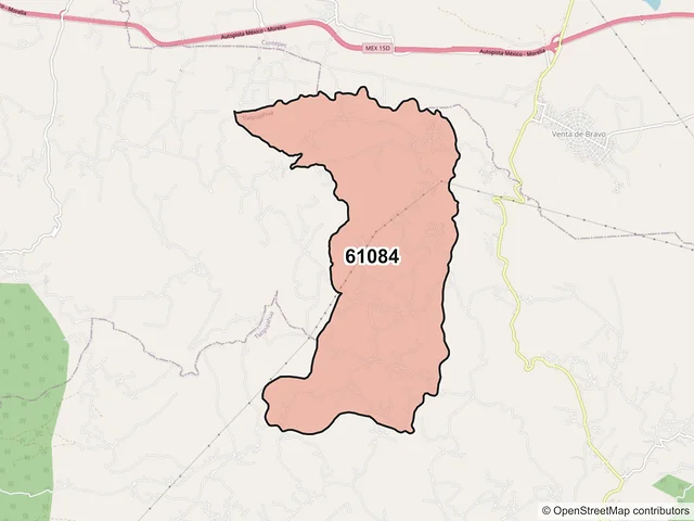 Mapa del código postal 61084, Tlalpujahua, Michoacán de Ocampo