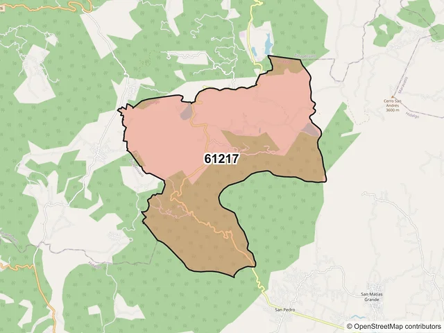 Mapa del código postal 61217, Hidalgo, Michoacán de Ocampo