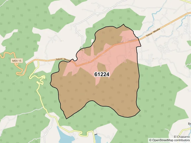 Mapa del código postal 61224, Hidalgo, Michoacán de Ocampo
