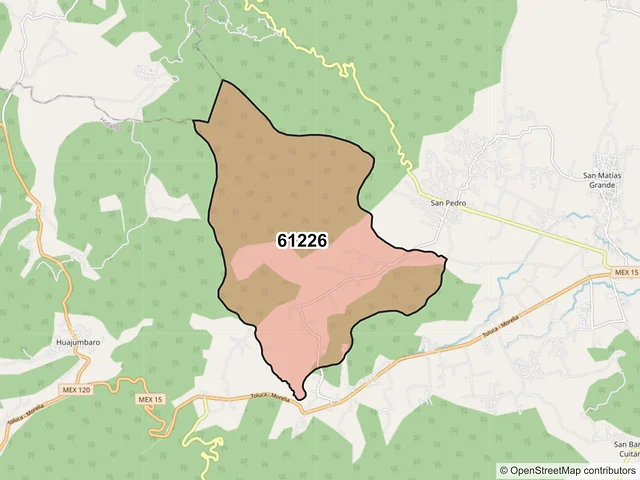 Mapa del código postal 61226, Hidalgo, Michoacán de Ocampo