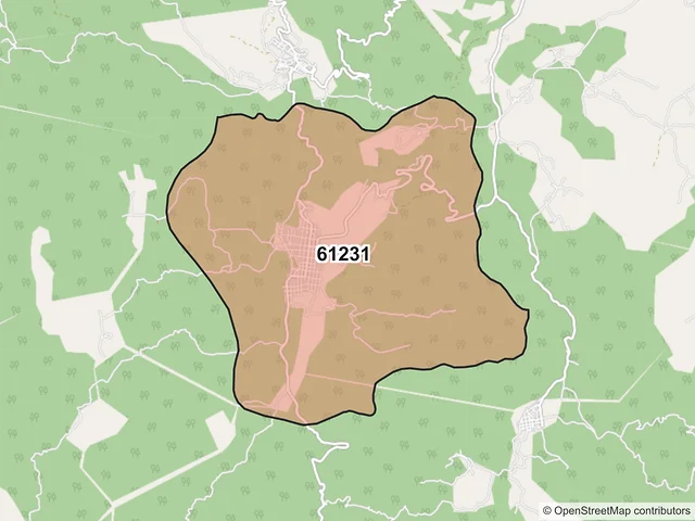 Mapa del código postal 61231, Hidalgo, Michoacán de Ocampo