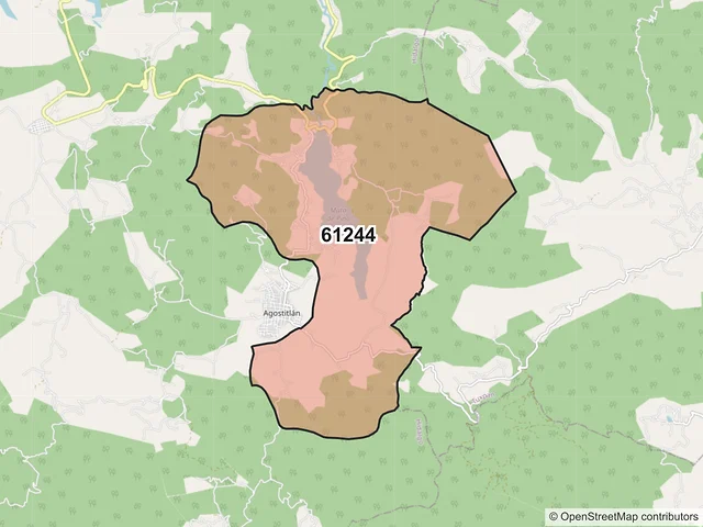 Mapa del código postal 61244, Hidalgo, Michoacán de Ocampo